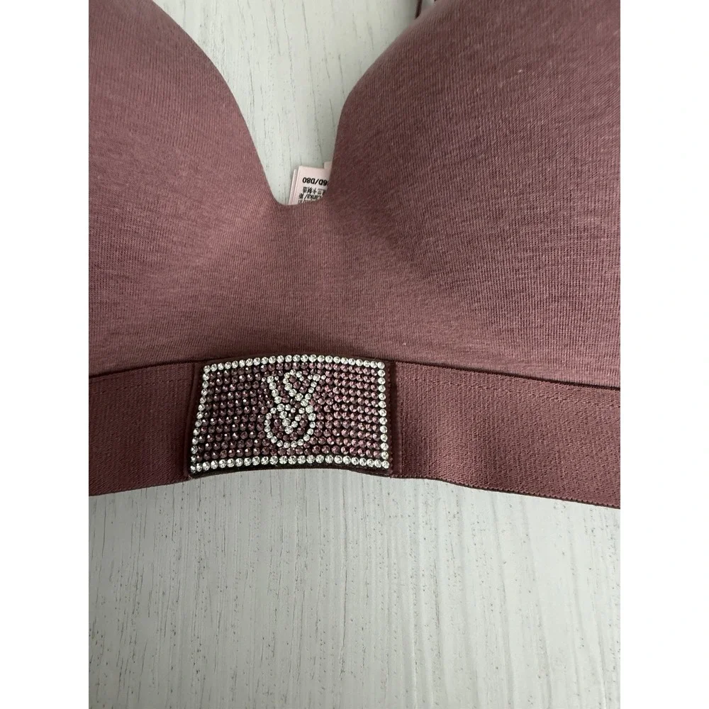 NWT Victoria's Secret Shine Patch Lightly Lined Wireless Bra Sz‎ 36D Mauve Pink